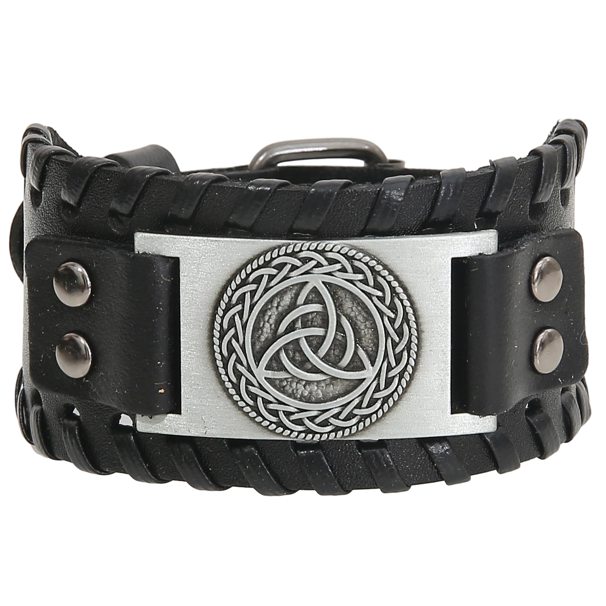 GelConnieViking Bracelet Punk Leather Cuff Bracelet Gothic Leather Wristband Bracelet with Nordic Amulet Scandinavian Talisman Celtic Pagan Jewelry
