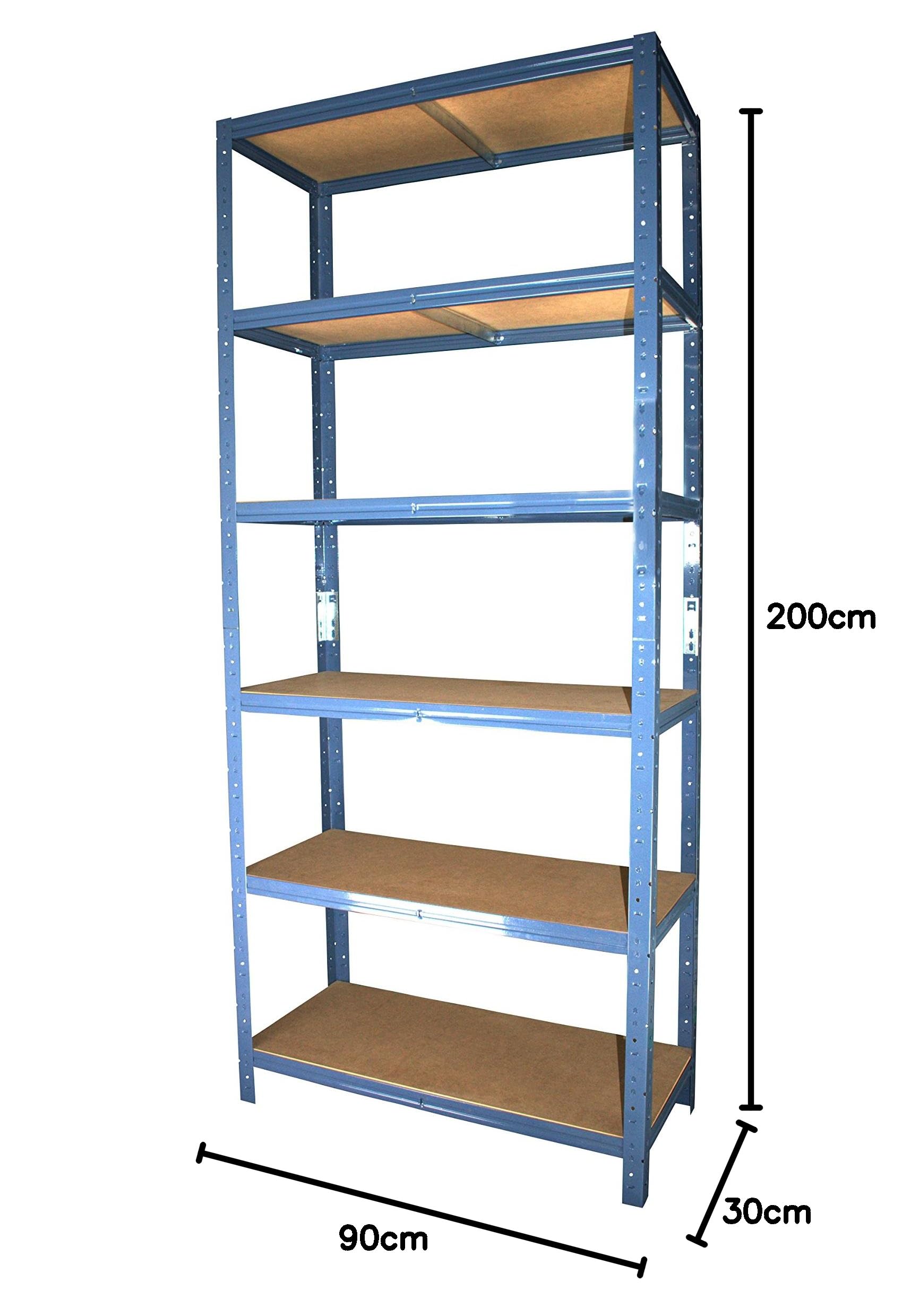shelfplaza® 200x90x30cm HOME Scaffale metallo per carichi pesanti blu con 6 ripiani con 145kg capacità di carico/Scaffali in metallo per garage come scaffali per ripostiglio o officina