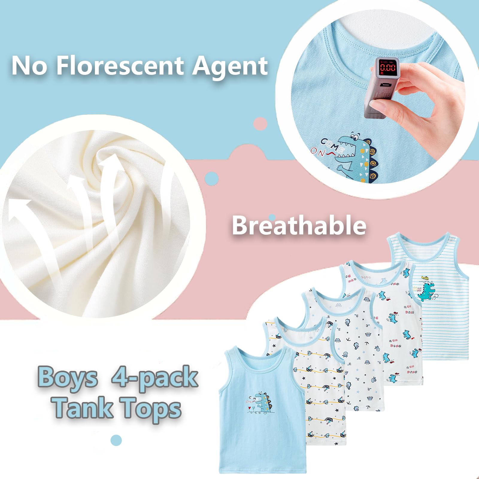 2 a 10 Años Chalecos para Niños Camiseta Interior Sin Mangas de Algodón Pack de 5 Camisetas Sin Mangas Suaves Transpirables para Niños