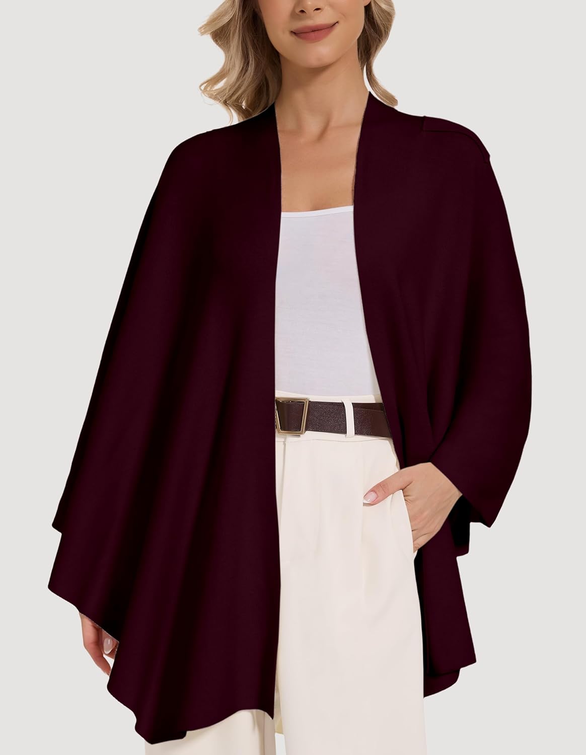 Women's Crossover Shawl Wraps Open Front Poncho Cape Elegant Loop Shawls Travel Shawls for Fall Winter - Image 2