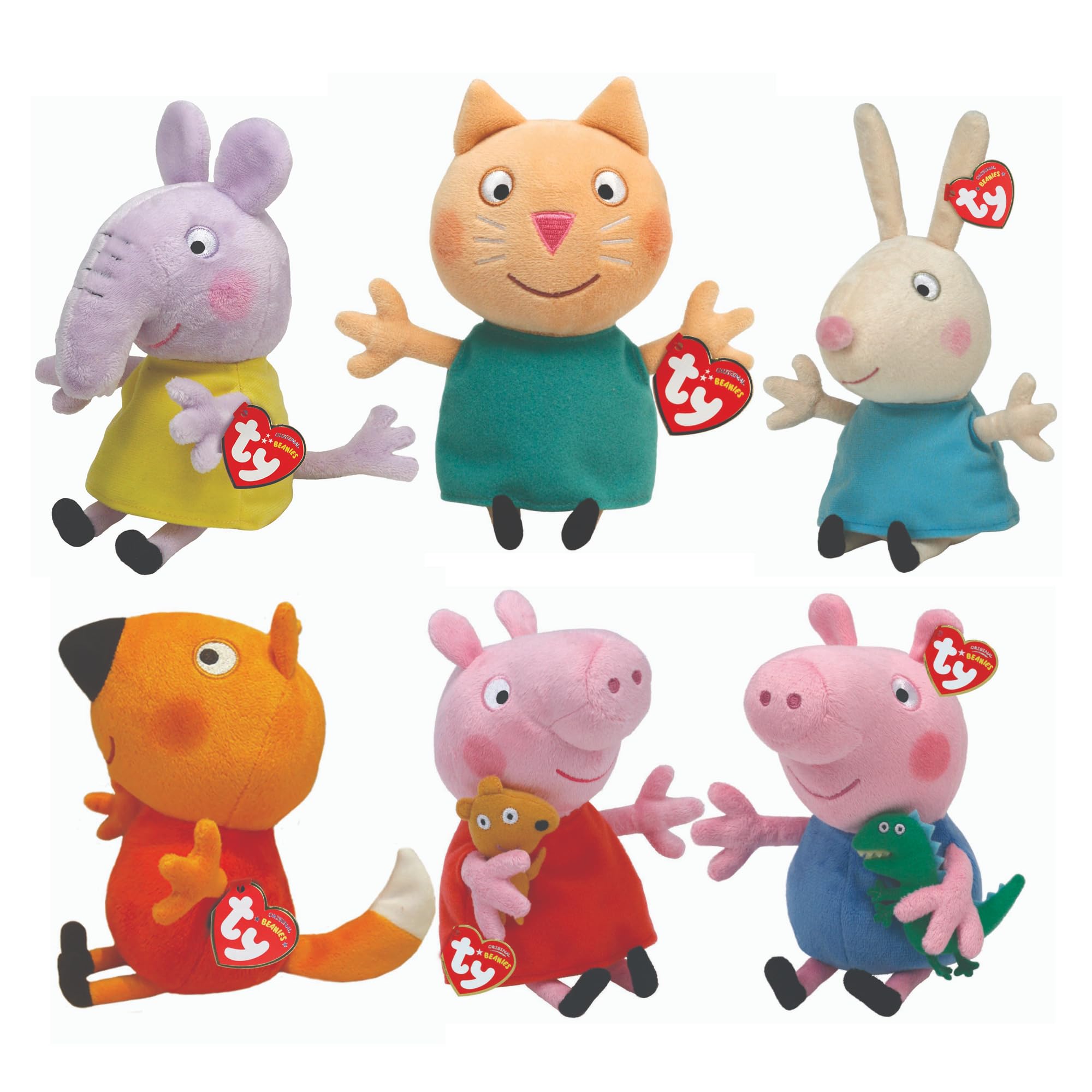 TY Peppa Pig Beanies 6-Teile-Set – Peppa, George, Rebecca, Freddy, Candy und Emily – Weiches Plüschtier für Kinder – Sammelbare Stofftier Plüschtiere – Kuschelige Spielzeuge für Kinder