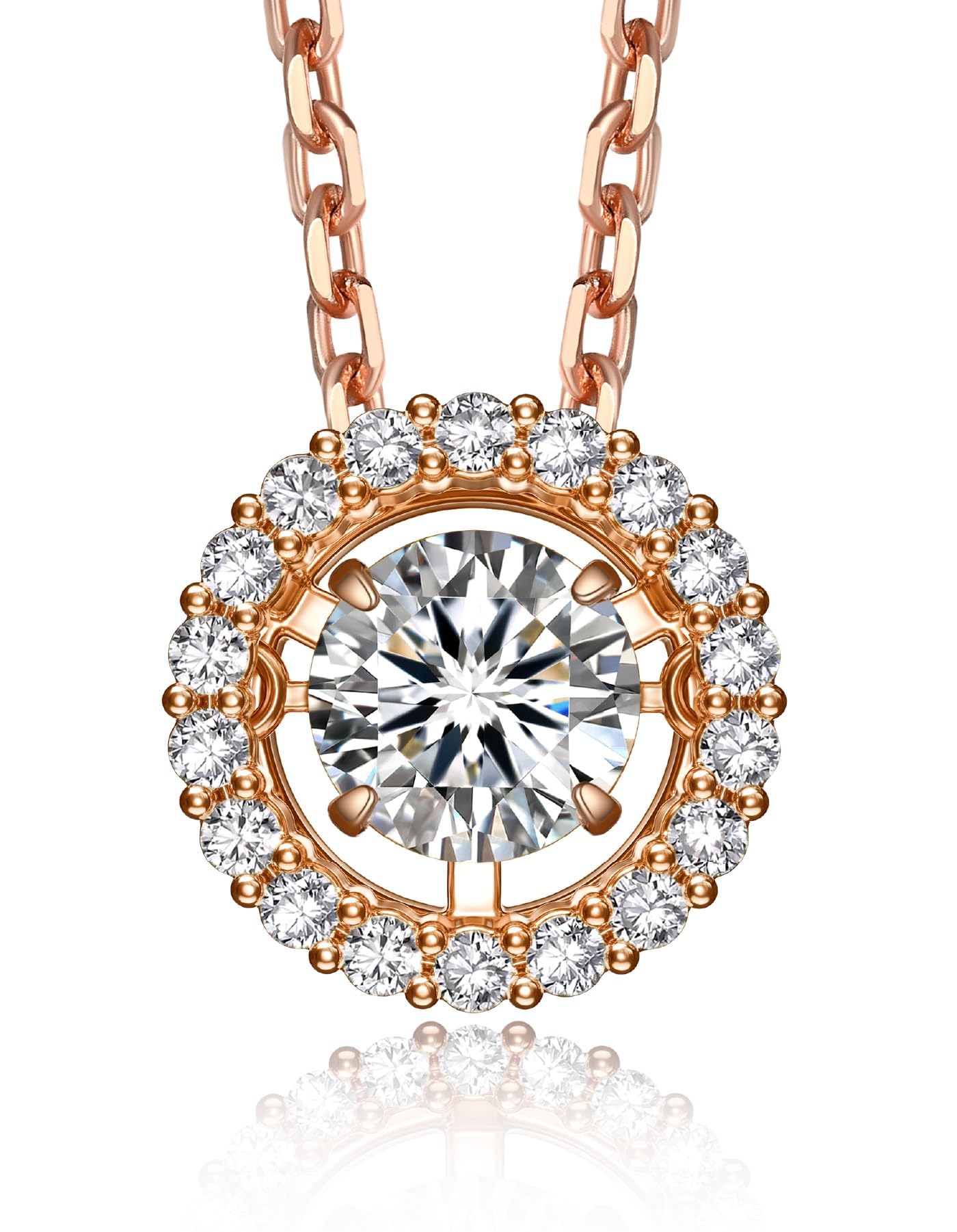 MomentWish Collar Bailarín para Mujer Plata 925, Moissanita 0,5/1 Quilate Brillante Cadena Bailarina Halo Dije Regalo de San Valentín para Mujeres