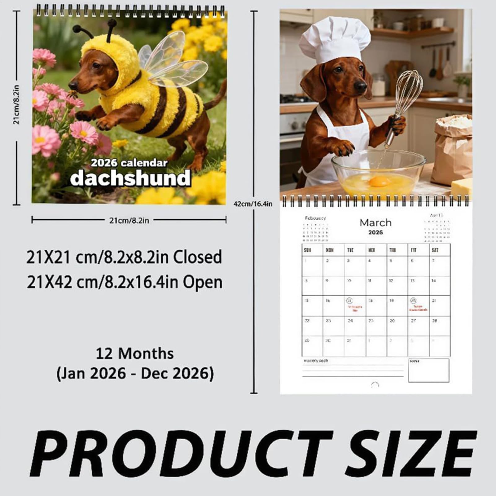Calendario De Pared 2026 Planificador y Organizador Mensual para Perros con | Planificador De Pared Para Fechas Vacaciones Decoración Hogar Oficina Escritorio Aula