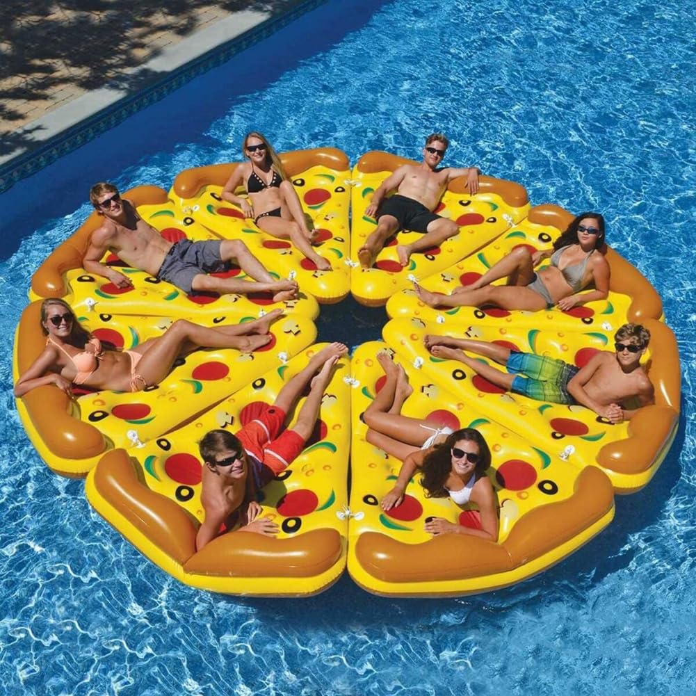 Colchoneta Piscina Adultos - Flotador Piscina Hinchables con Portavasos, Flotador Inflable Pizza Grande Flotador Hinchable de Bronceado para Piscina Playa Fiestas Verano