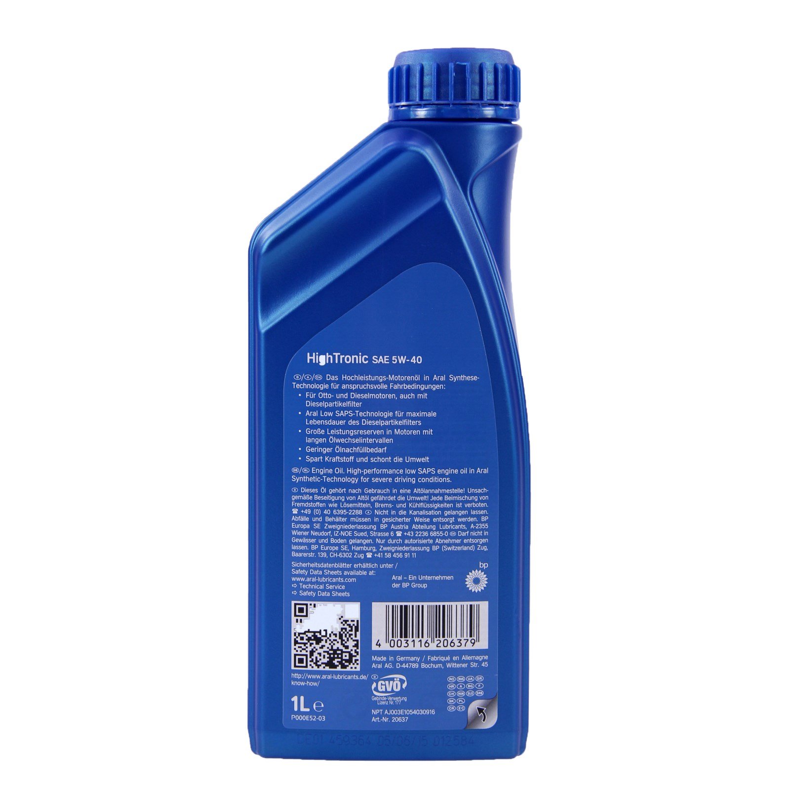 3x 1 L + 4 L = 7 Liter ARAL HighTronic 5W-40 Motoröl inkl. Ölwechselanhänger