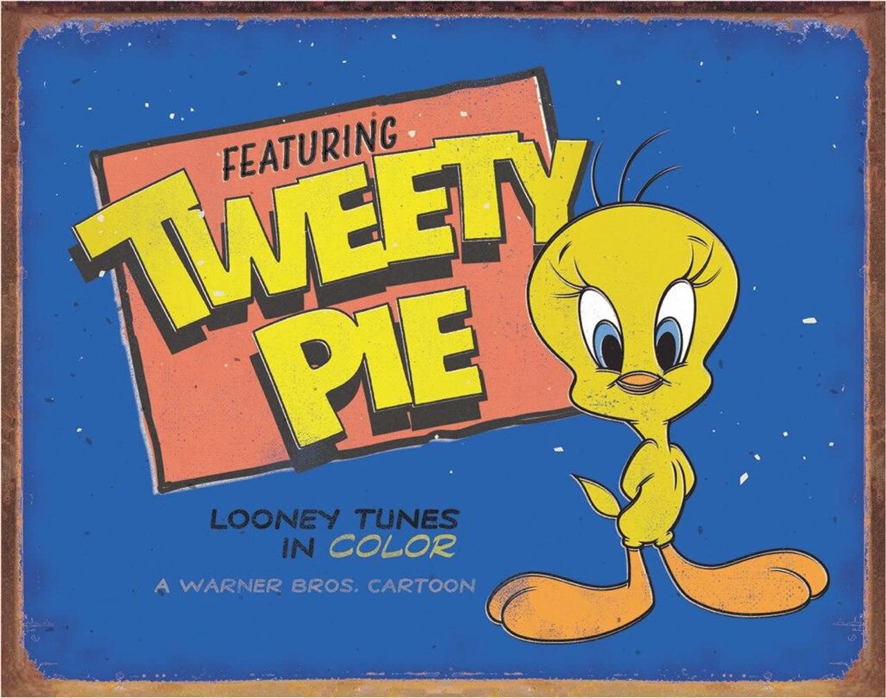 Desperate Enterprises Tweety Pie Tin Sign - Nostalgic Vintage Metal Wall Decor - Made In Usa