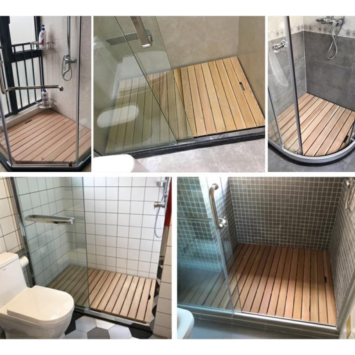 Duschmatte aus natürlichem Holz, rutschfeste Badematte, Lattenbrett, für den Innen- und Außenbereich, Wellnessbereich, stilvolle dunkle Farbe (30 x 50 cm) – Mehrzweck-Badezimmer-Zubehör
