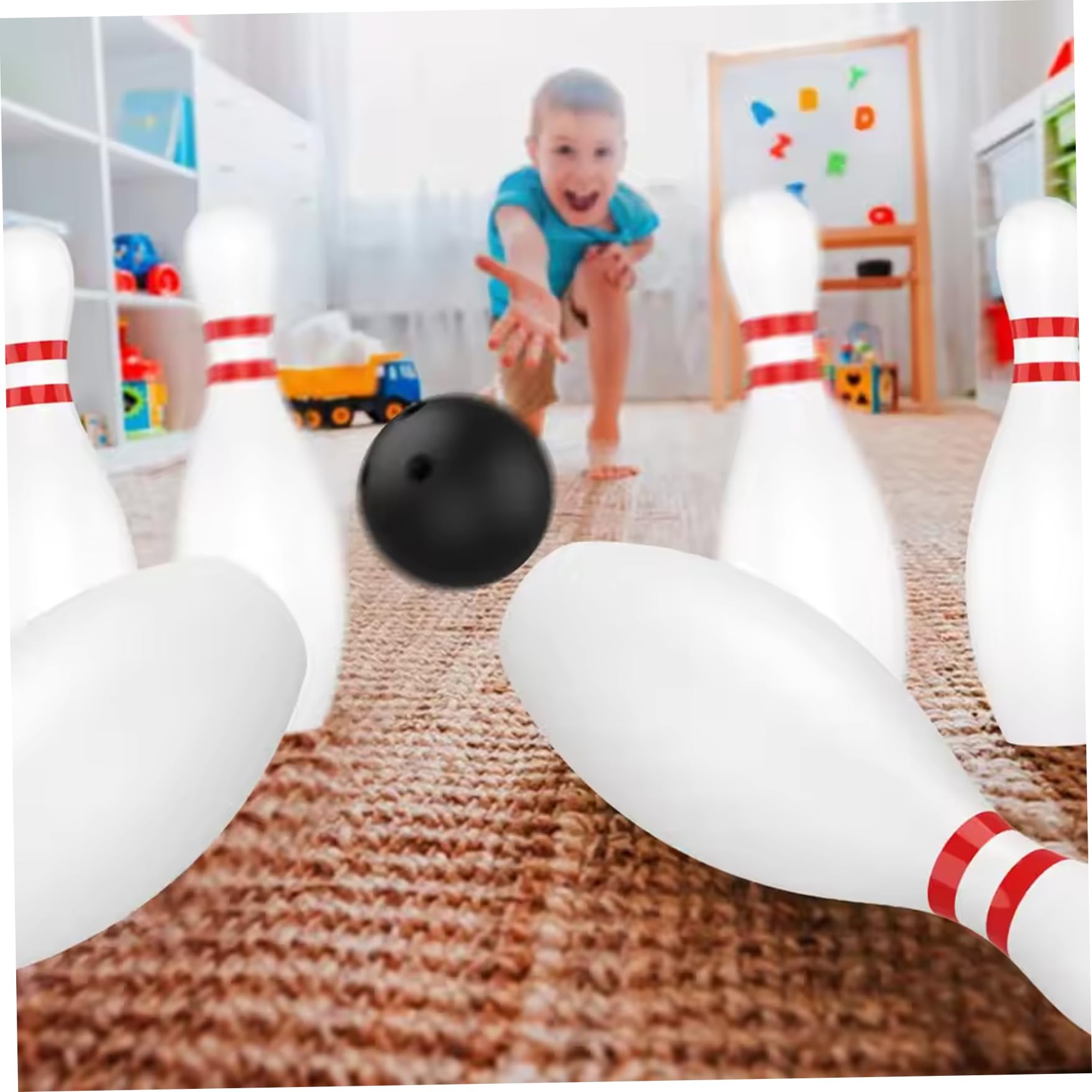 Juego de Bolos para niños, 10 Pines de plástico y 2 Bolas, Juego de Bolos para niños pequeños, de Actividades en Interiores y Exteriores, cumpleaños Educativo para niñas de 5 a 7 años