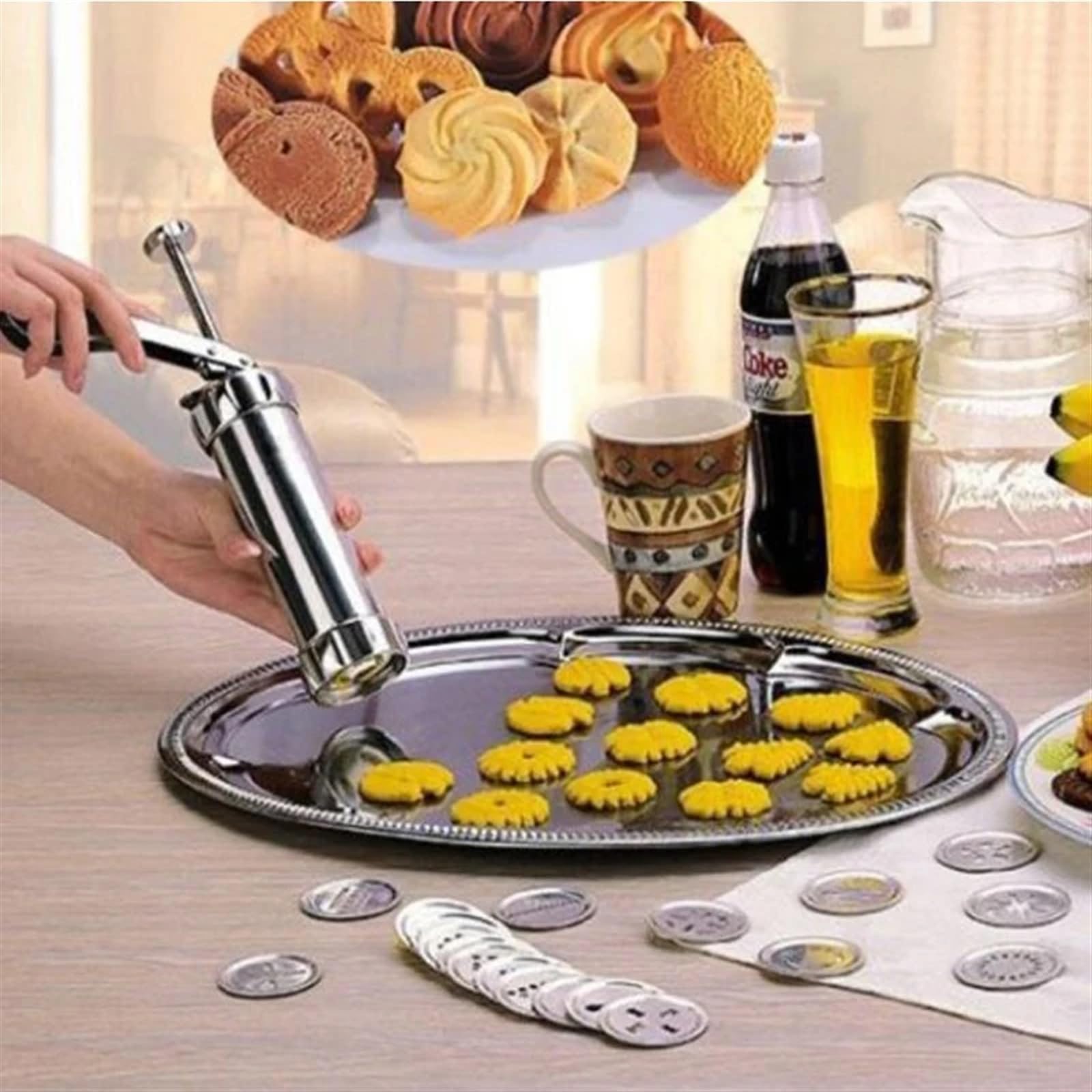 Manga Pastelera Aluminium Alloy Cake Cream Decorating Sets Cookie Making Machine Nozzles Mold Pastry Syringe Extruder Kitchen Baking Tools(24 IN 1,1 Set)