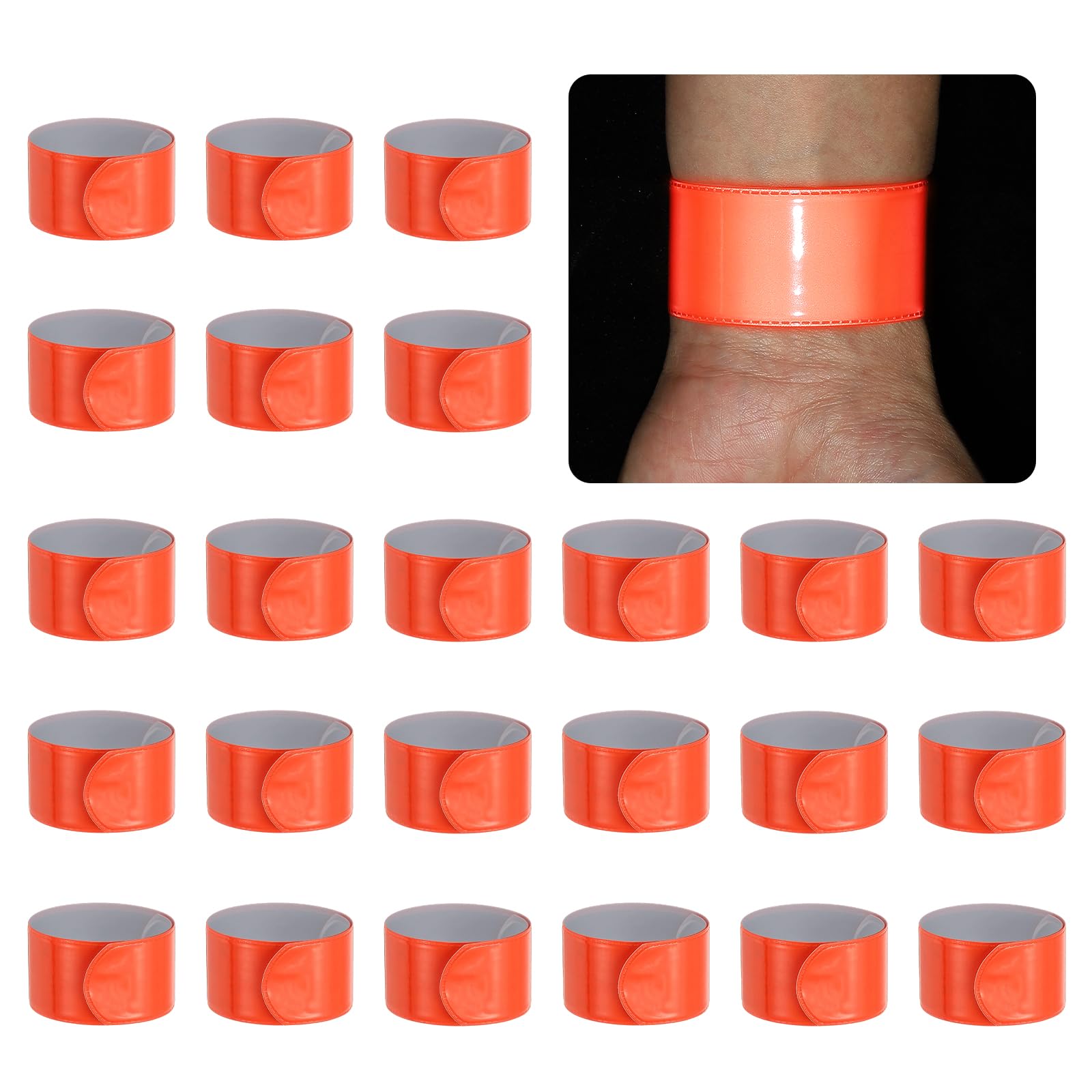 PATIKIL 22cm Reflective Bands, 24pcs Reflective Arm Bands Straps Wrist Reflective Running Gear Safety Reflective Straps Bracelets High Visibility for Night Walking Bicycle, Orange