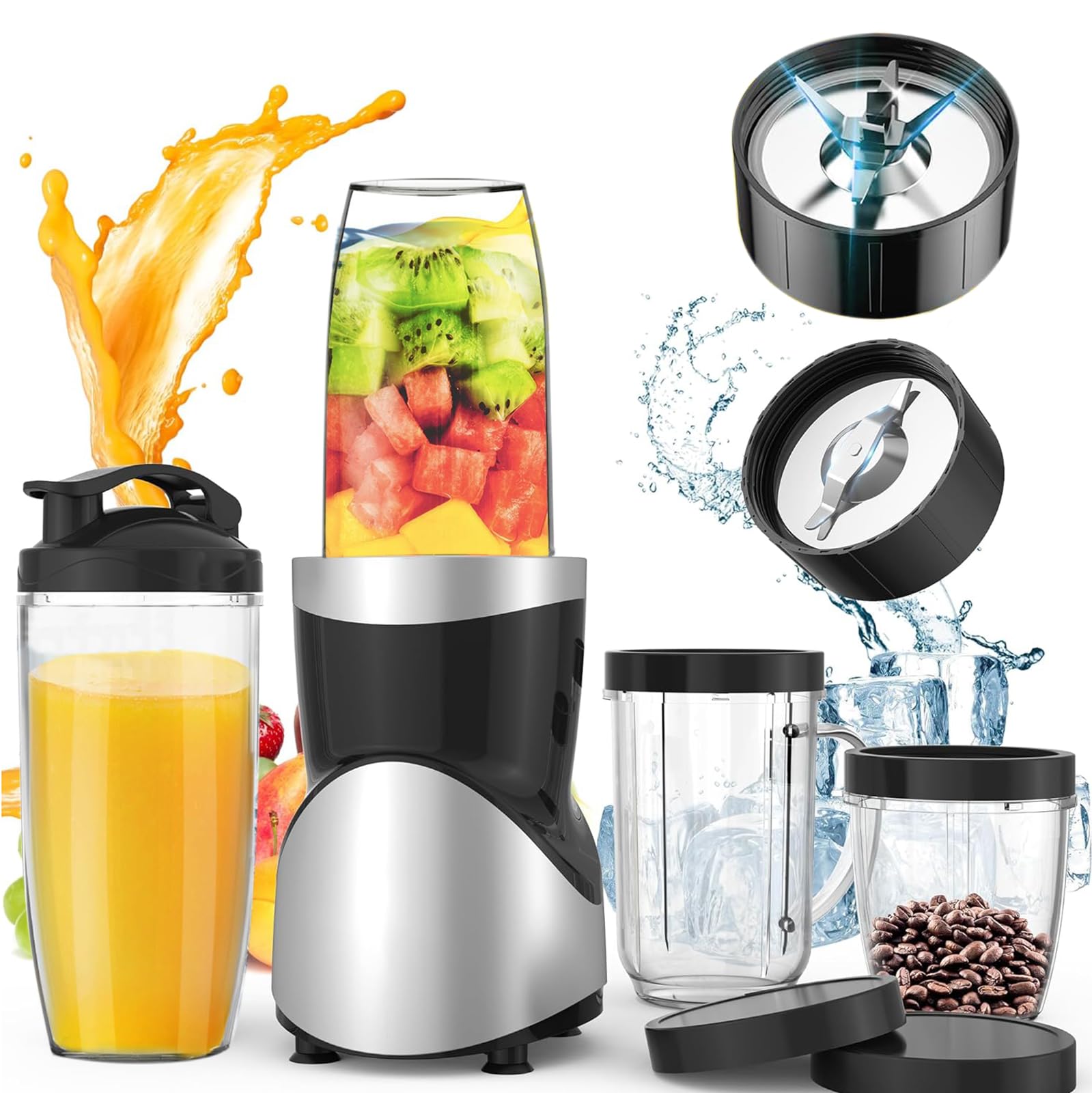 SPNORSmoothie Blender, Blender for Shakes and Smoothies, 15-Piece Personal Blender for Kitchen, Smoothies Maker with 4 Portable Blender Cup