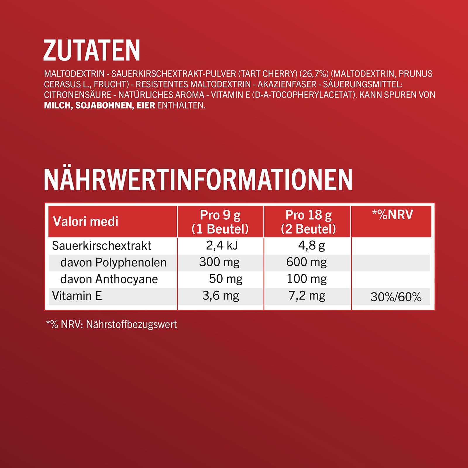 Enervit Magic Cherry – Nahrungsergänzungsmittel mit Sauerkirsch-Extrakt, 300 mg Polyphenole und 50 mg Anthocyane, Antioxidativ, optimal nach intensiven Trainings, Zuckerfrei, Vegan, 10 Beutel