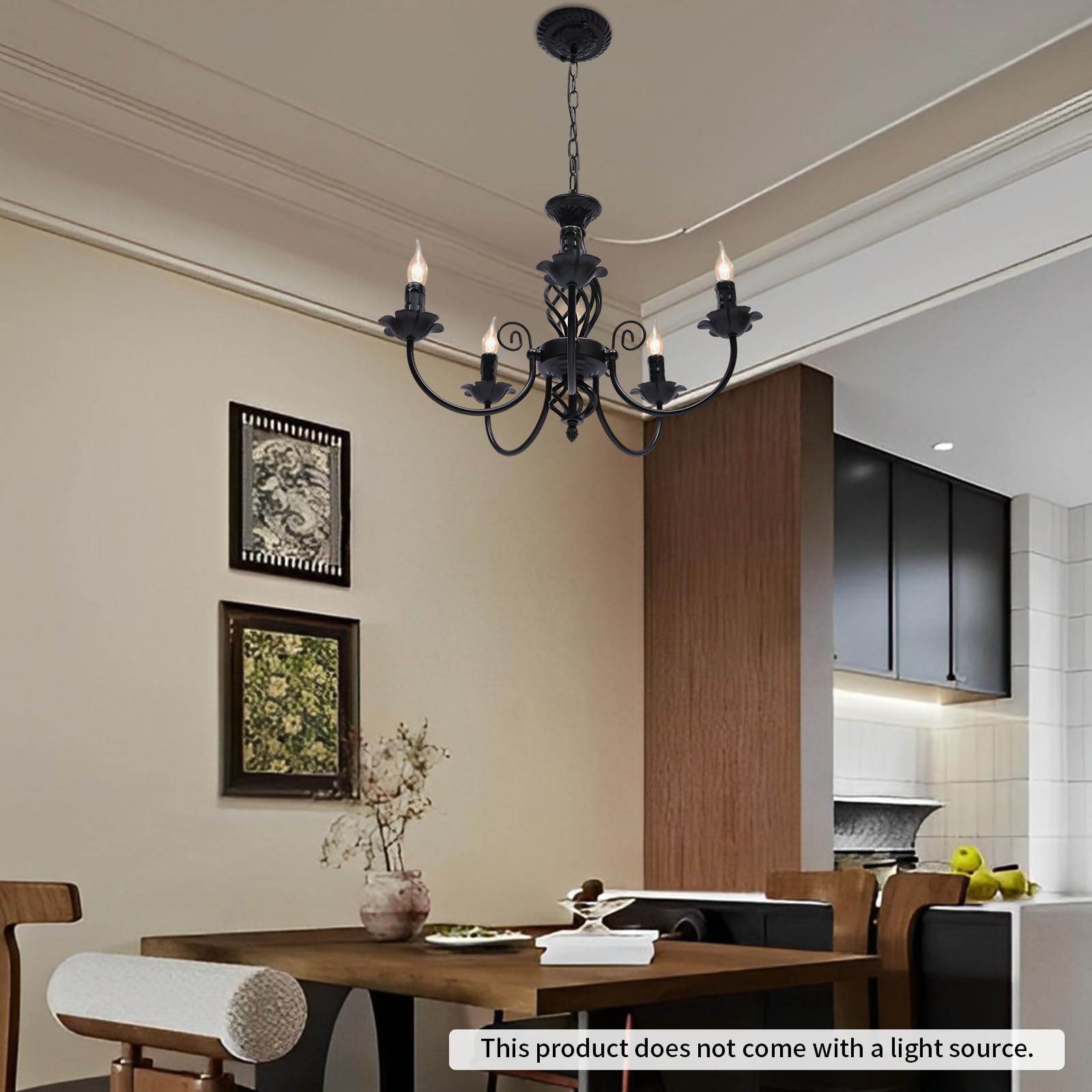 Lampada da soffitto retrò a 5 luci, in robusto ferro, stile antico, con catena regolabile in altezza, perfetta per camera da letto, cucina e ingresso, 220 V, per una casa elegante