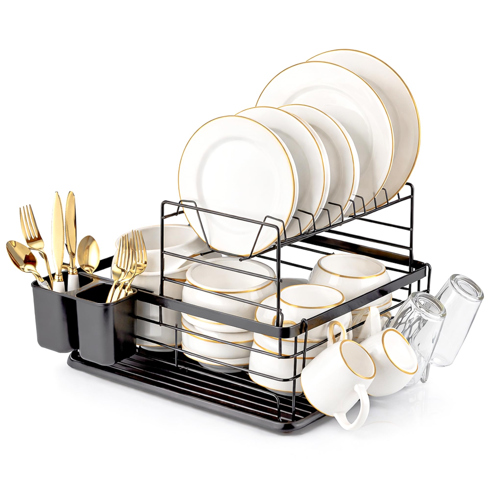 Innoteck Essentials 2-Tier Dish DrainerBlack from B&Q
