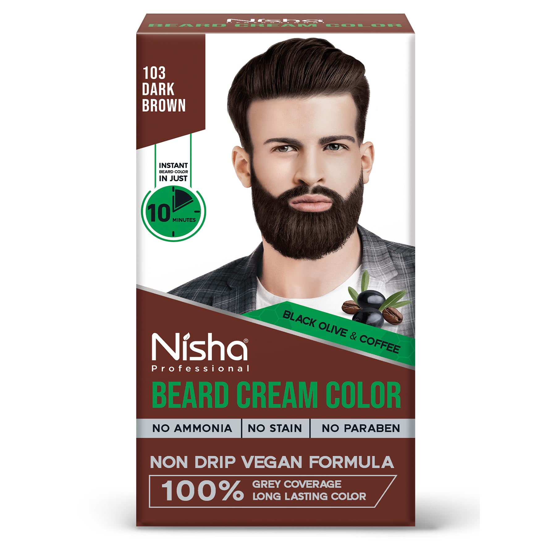 Nisha Beard Colour for Men (40gm) - Dark Brown, No Stain & Quick color in 10 Minute, Complete Grey Coverage, Ammonia Free, Paraben Free (1 Pack)-image-8
