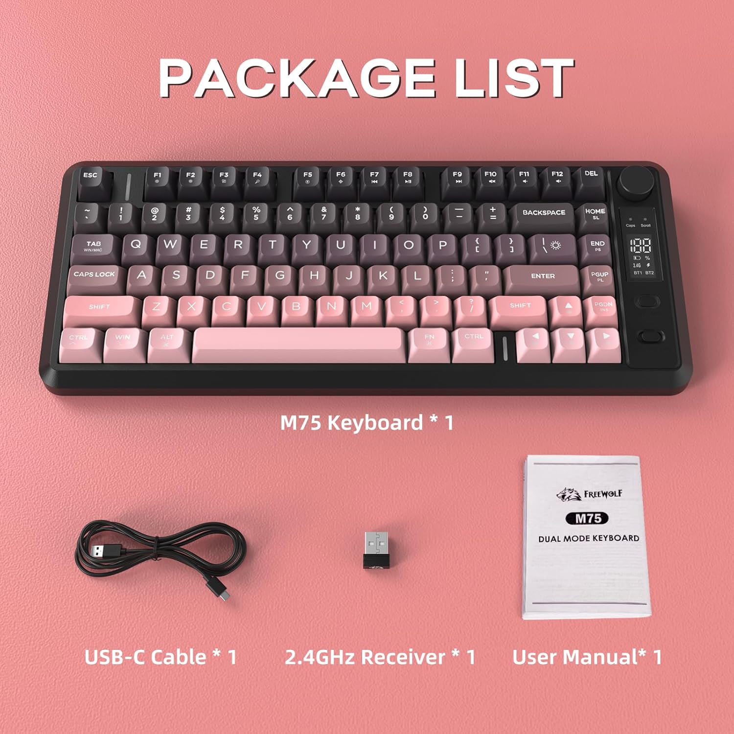 FREEWOLF M75 Keyboard Package Contents