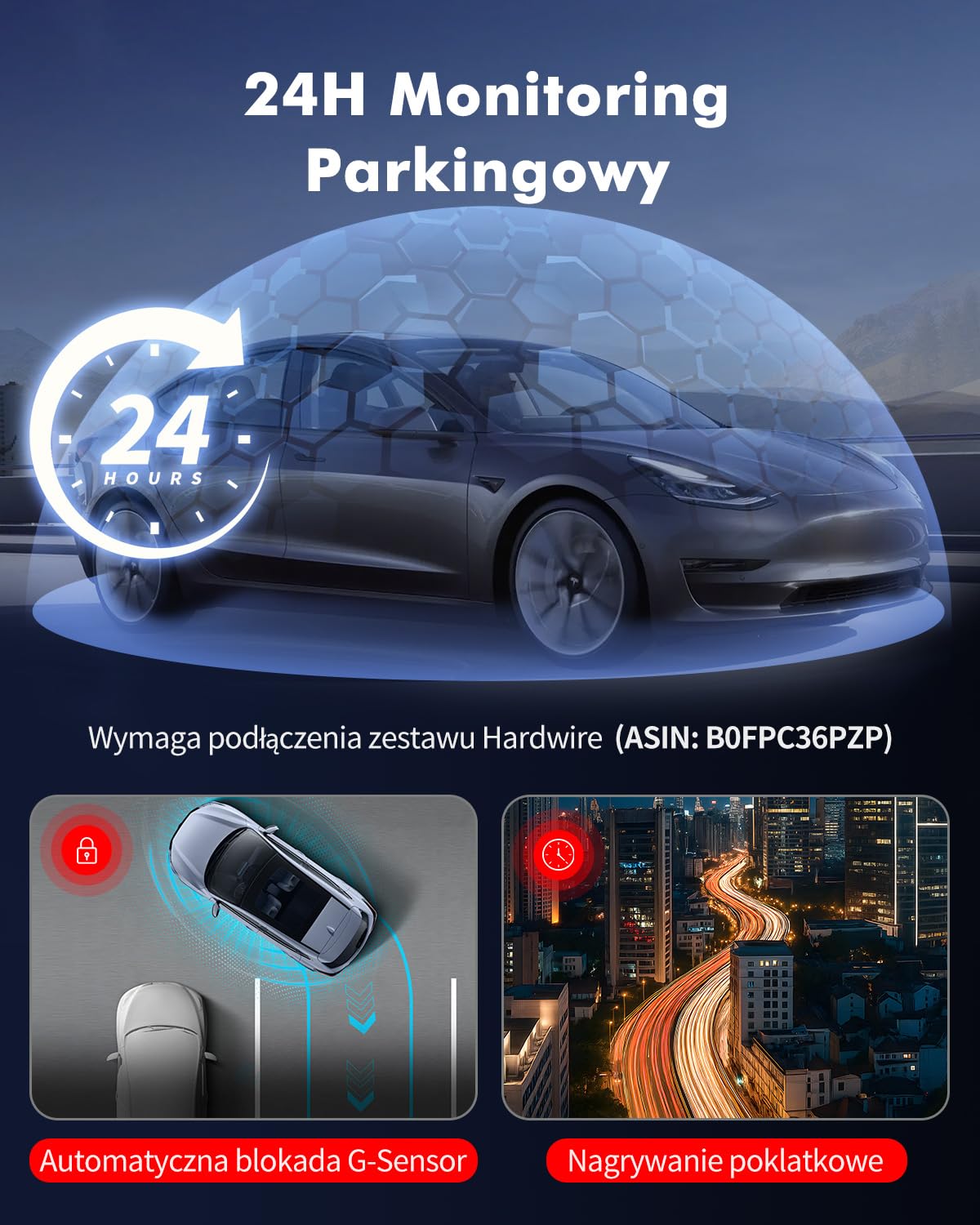 3-Kanałowa Kamera Samochodowa, 4K UHD Z przodu + Full HD Z tyłu + Wnętrze, Kamera samochodowa z 24-godzinnym trybem parkingowym, WiFi 6 i GPS, Dashcam IPS 3 cale z kartą 64 GB (V1)