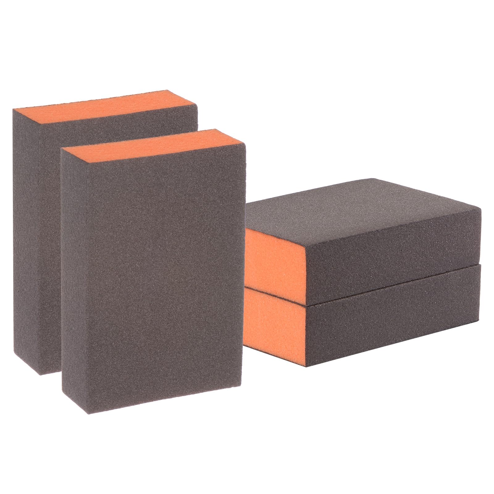 HARFINGTON 4 bloques de esponja de lijado de grano 2000-2500, 100 x 70 x 25 mm, marrón y naranja