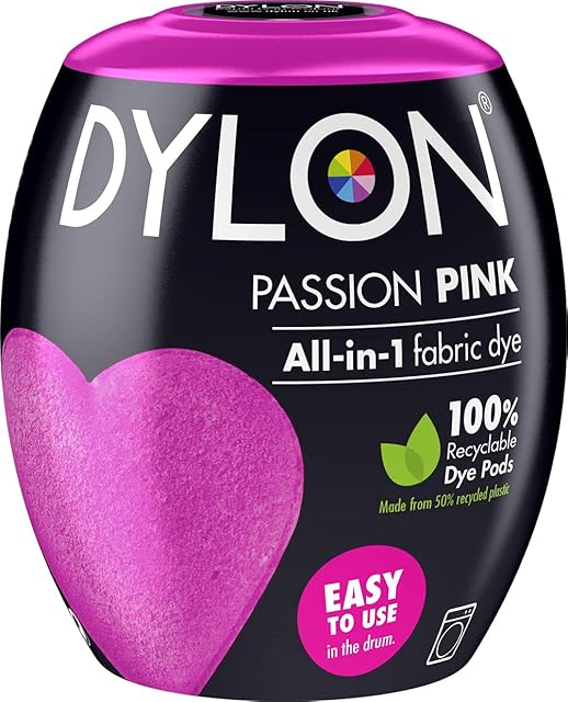 DYLON Washing Machine Fabric Dye Pod for Clothes & Soft Furnishings, 350g Passion Pink