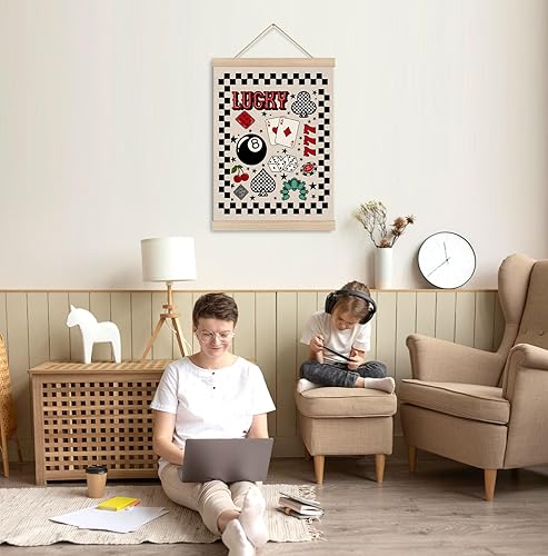 Miniatura 4 de KRHFG Póster de pared occidental a cuadros en blanco y negro enmarcado, decoración de habitación occidental, retro Lucky 8 Ball Playing Card