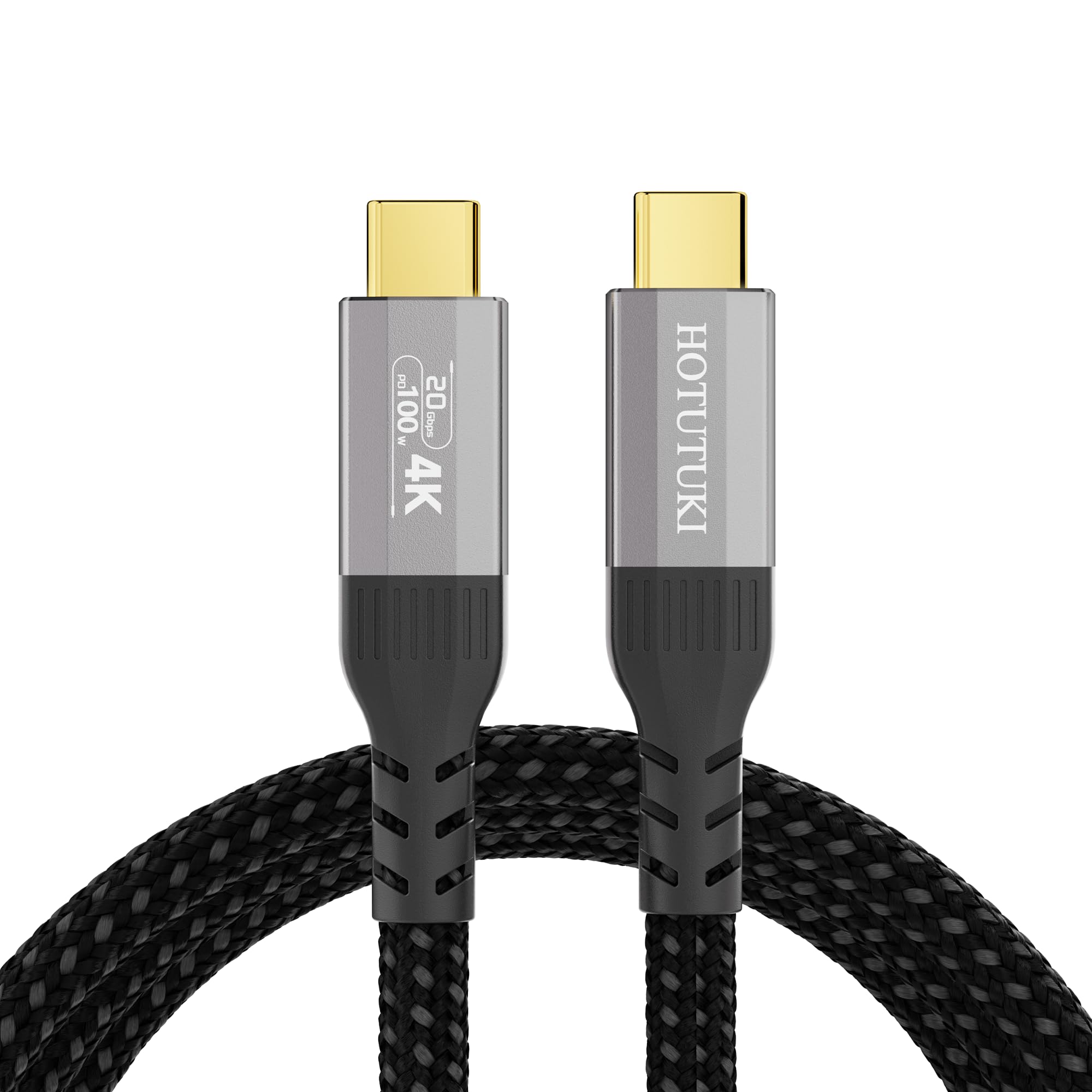 HOTUTUKI USB C auf USB C Kabel 2m - 20Gbps Datenübertragung,usb 3.2 PD 3.1 100W 5A, 4K@120Hz 5K@60Hz, Thunderbolt 4/3 Kompatibel für Handy, video, Monitor, VR, Externe SSD