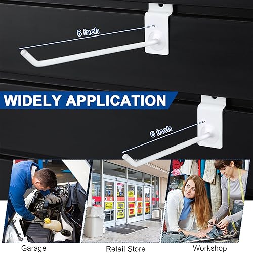 Miniatura 5 de Moxweyeni Paquete de 100 ganchos para paneles de 6 y 8 pulgadas, accesorios de pared de listones resistentes, ganchos para colgar en la pared,