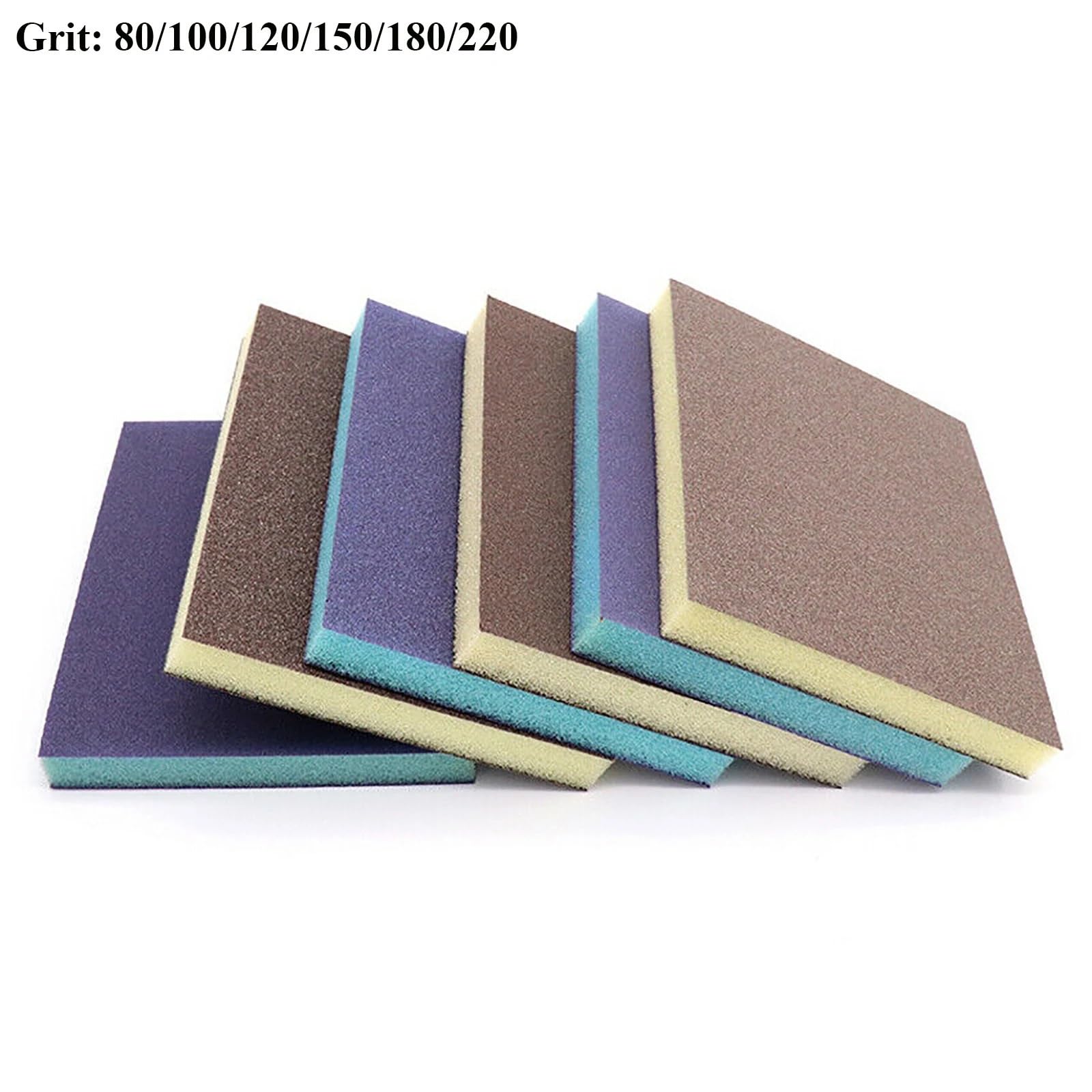 Bloque de lijado, Bloques de esponja for lijado en seco y húmedo de doble cara, grano gris azul, grano 80-220, varias piezas(Grey,150-20PCS)