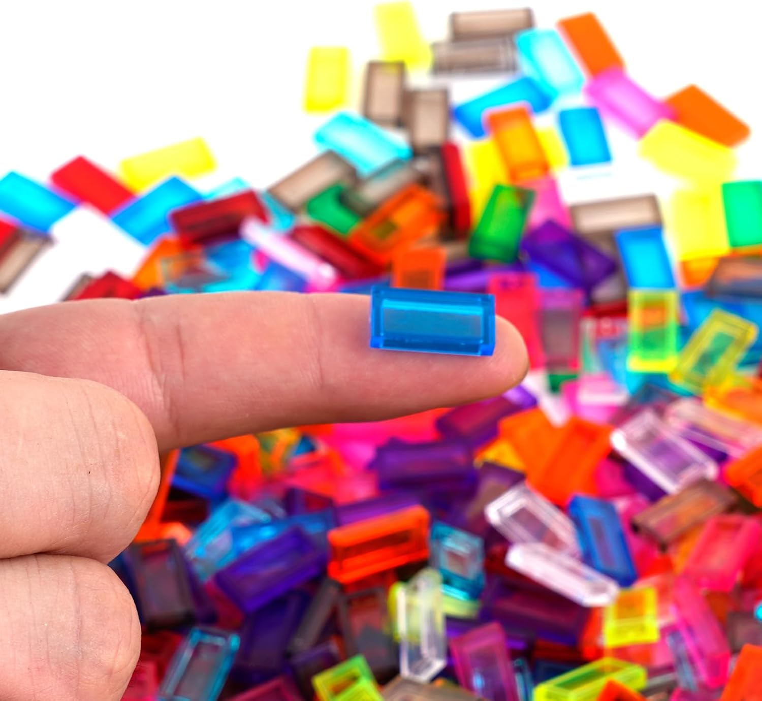 Transparent Tiles 1x2 Flat Bricks - 1000pcs Classic Building Blocks Parts and Pieces,Smooth Plate Water MOC Accessories Bulk Lots Transparent Multicolor