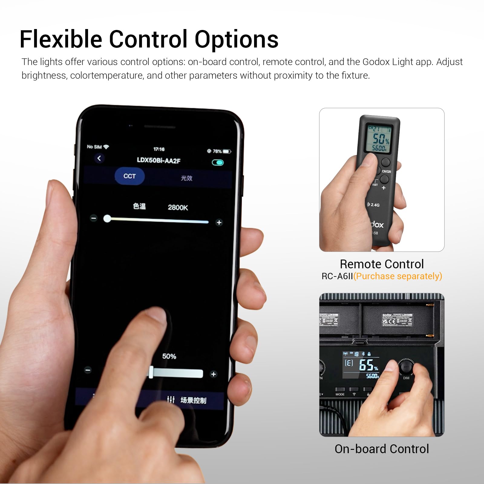 Amazon | GODOX LDX50Bi 65W 二色 LED 撮影ライト ビデオライトパネル