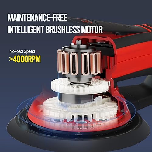 Miniatura 3 de Lijadora orbital aleatoria sin escobillas 350 W 3A Multifunción Velocidad Variable Eléctrica con Cable Orbitales Máquina para carpintería,