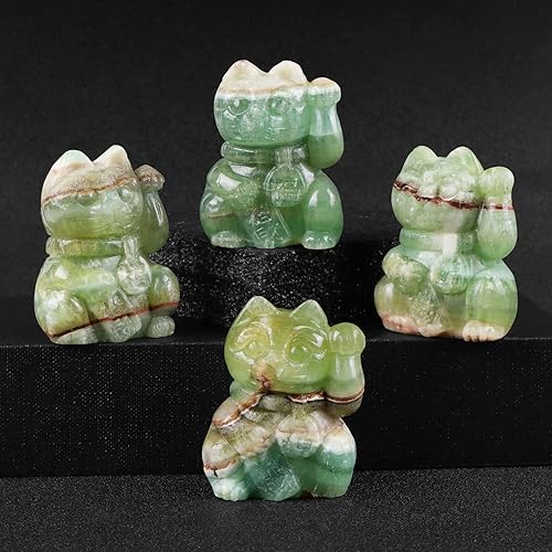 Miniatura 8 de Artistone Crystal Maneki Neko Money Feng Shui Fortune Lucky Cat - Figura coleccionable para atraer riqueza, buena suerte, decoración para el hogar y