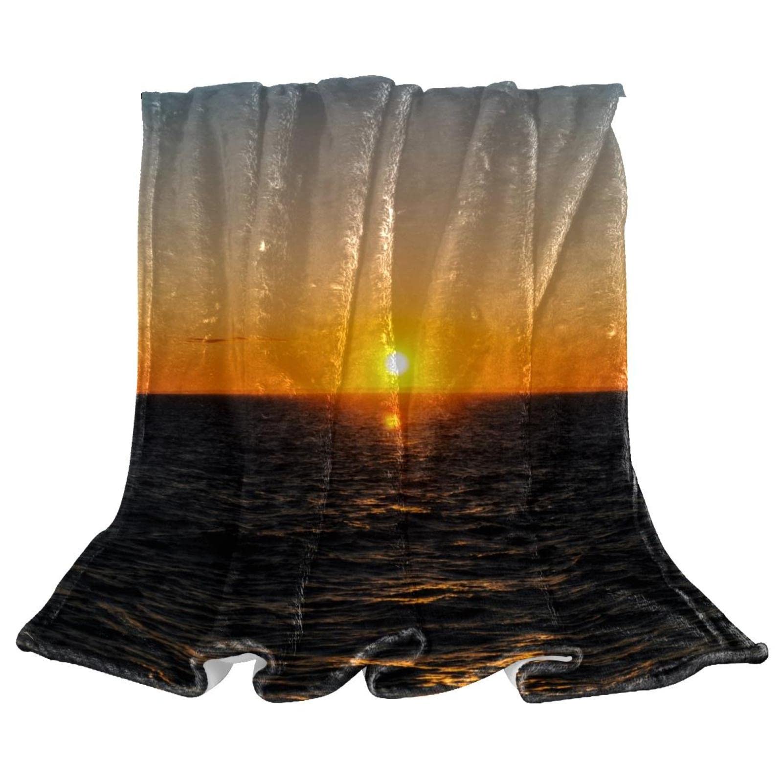 Couverture en polaire pelucheuse haut de gamme grand confort motif sunset