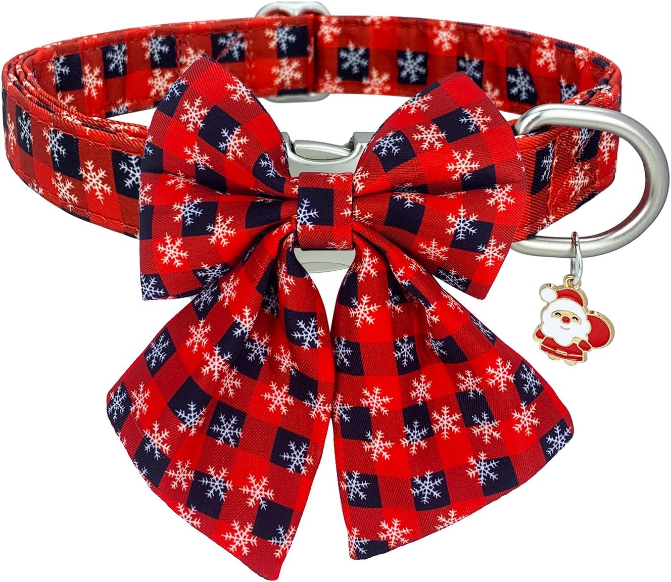 HIIXHC Christmas Dog Collar with Bow Tie, Soft Adjustable