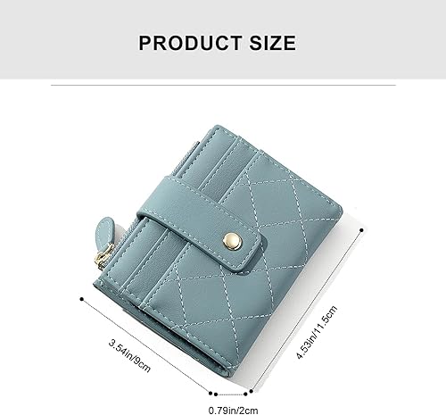 Miniatura 2 de Mokoze Cartera pequeña para mujer, cartera para tarjetas de crédito con ventana de identificación y bolsillo con cremallera, de piel sintética, para