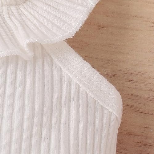 Miniatura 5 de TheFound Trajes de verano para niñas pequeñas, sin mangas, de punto acanalado, halter, pantalones cortos, ropa para recién nacidos, conjunto de 3