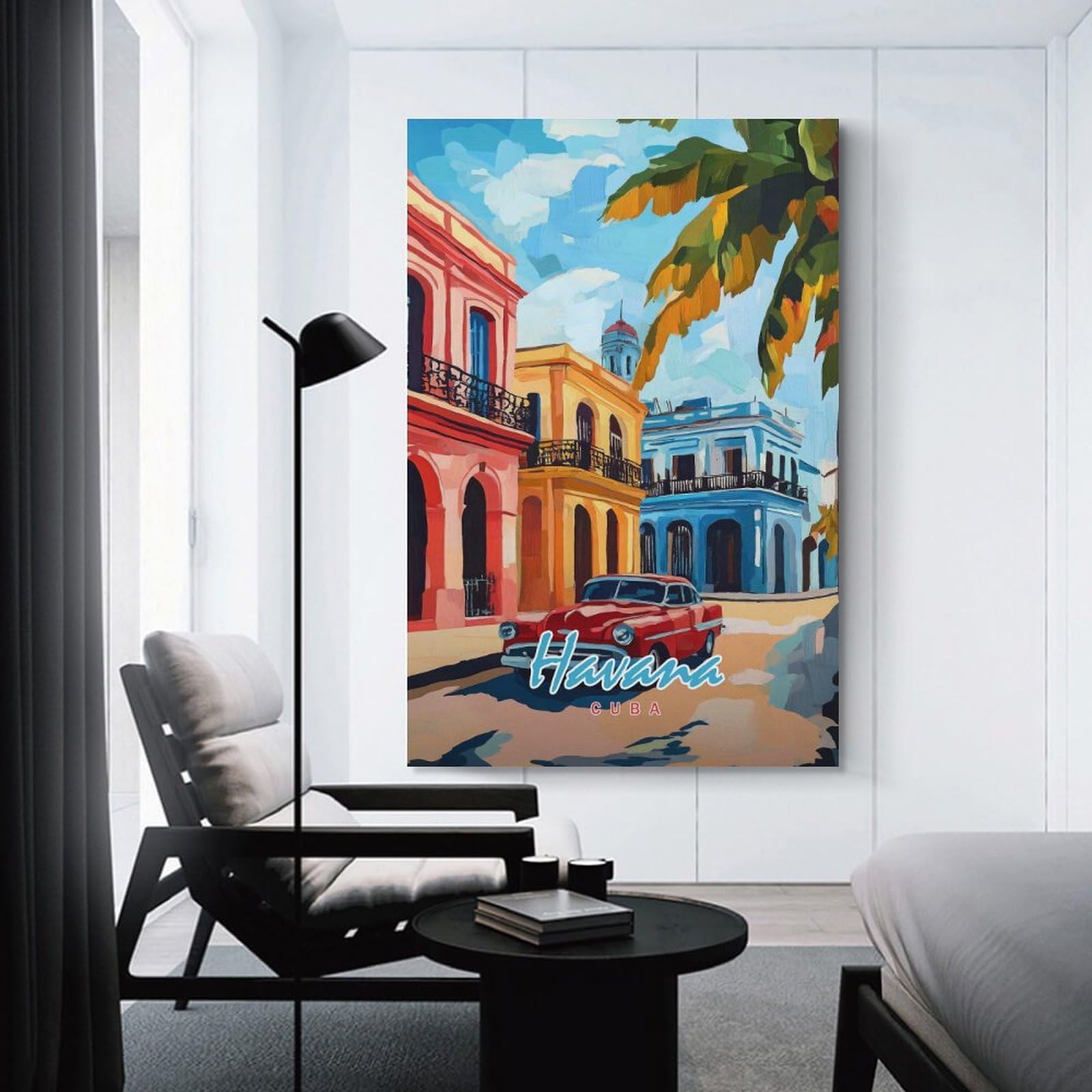Junmoney Havana Street Scene Wall Picture Print 24x36inch(60x90cm), for Home Walls, Creative Rooms Or Shared Spaces, Stylish Home Artwork for Focal Walls