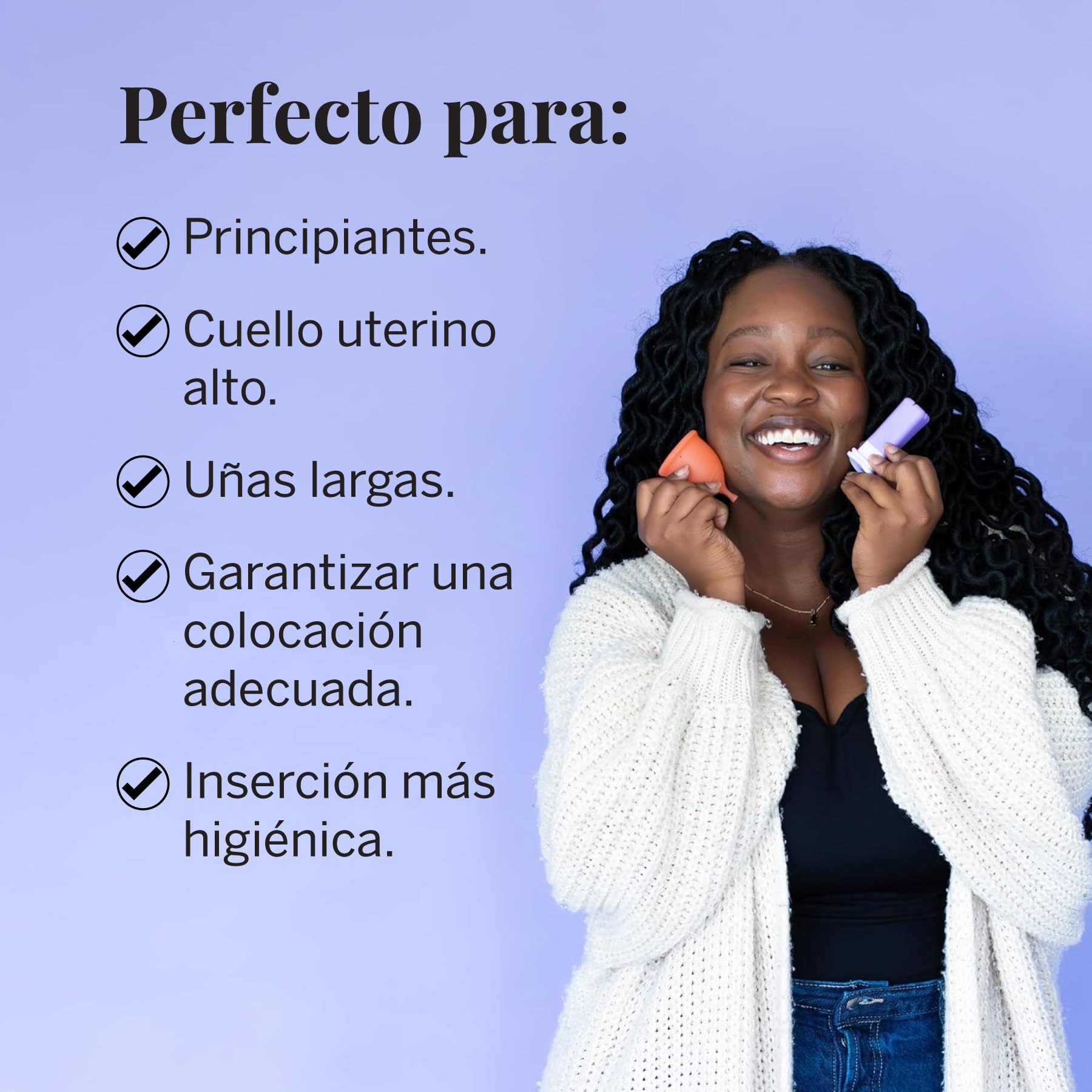 Paquete de 2 copas menstruales y aplicador, sin metales ni toxinas, 100% silicona de grado médico, taza de período reutilizable más suave, se inserta como un tampón, capacidad de 4 y 6 tampones
