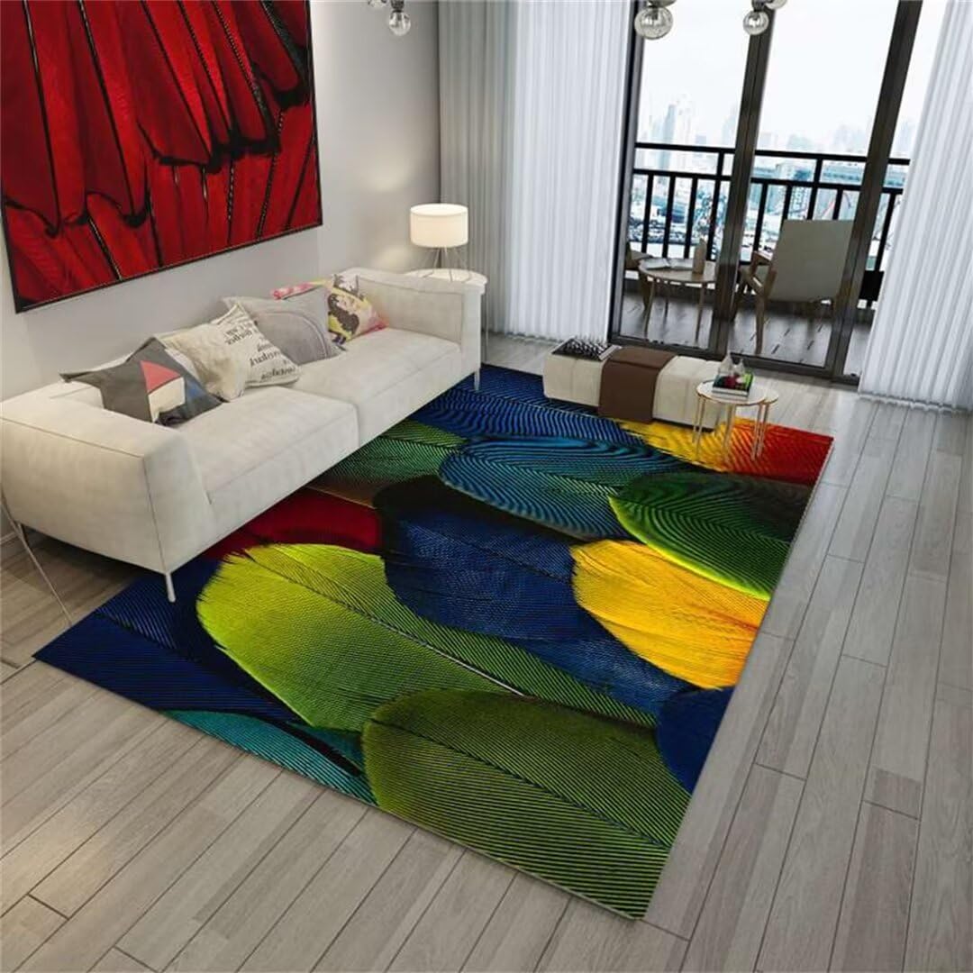 Tapis salon unicolore et chambre enfant bleu lavable 50x80cm