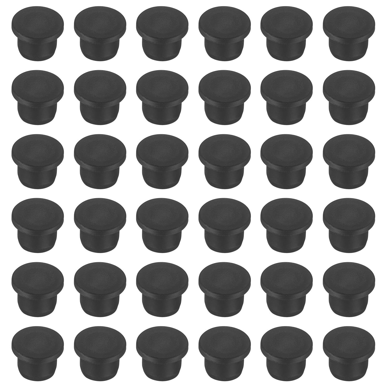 sourcing map 36pcs T-Shaped Silicone Plugs 13mm 1/2 Inch Dia Snap in Plug Hole Seal Cover Round Rubber Stopper for 12.5-13mm Holes Kitchen Rubber Bulkheads Waterproof Sealing, Black