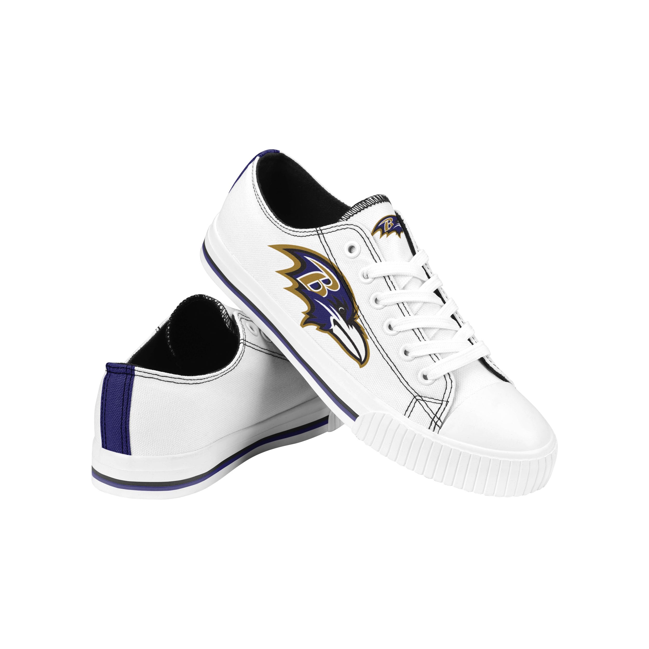 FOCO Baltimore Ravens NFL Womens Big Logo Low Top White Canvas