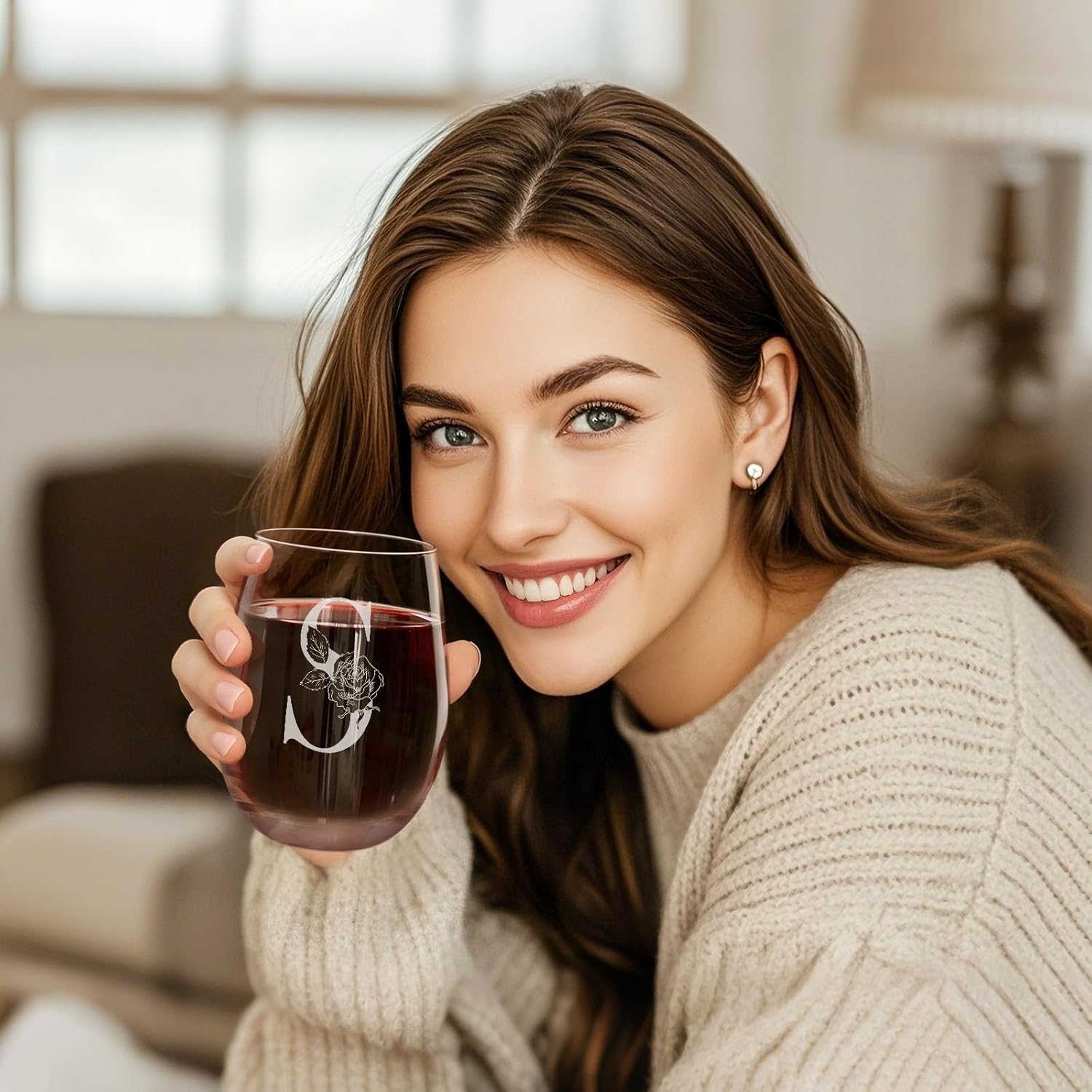 Valentines Day Gifts for Her, Gifts for Women Her Friend Mom Grandma Wife Sister Bridesmaid Nurse, Birthday Galentines Mothers Day Christmas, Personalized Initial Customized Wine Glasses 18OZ(S) - Image 5