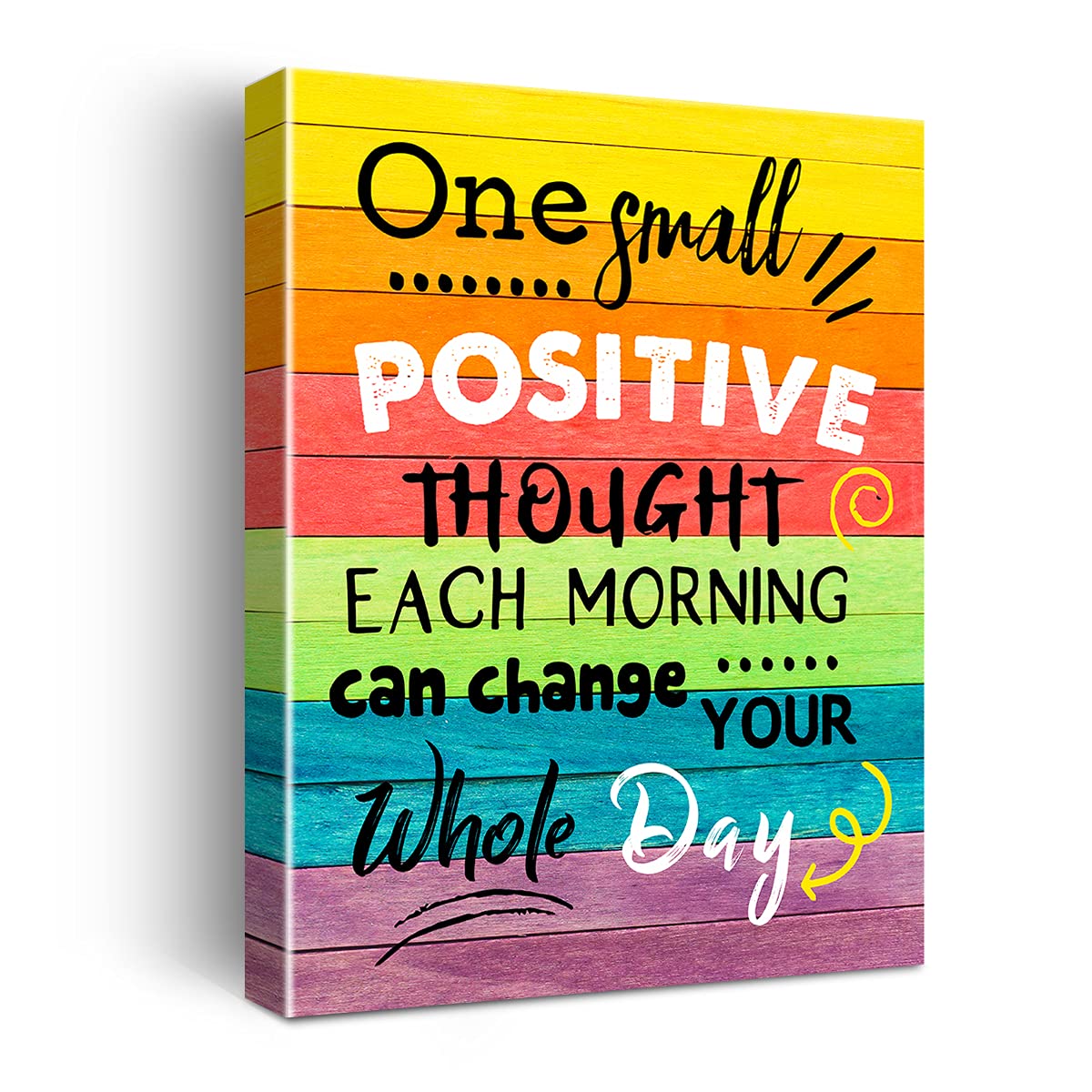 Inspirational One Small Positive Thought Poster Canvas Wall Art for Home Bedroom Living Room Decor Rustic Farmhouse Motivational Sign Canvas Print Wall Art Ready to Hang Decoration Gifts Easel &