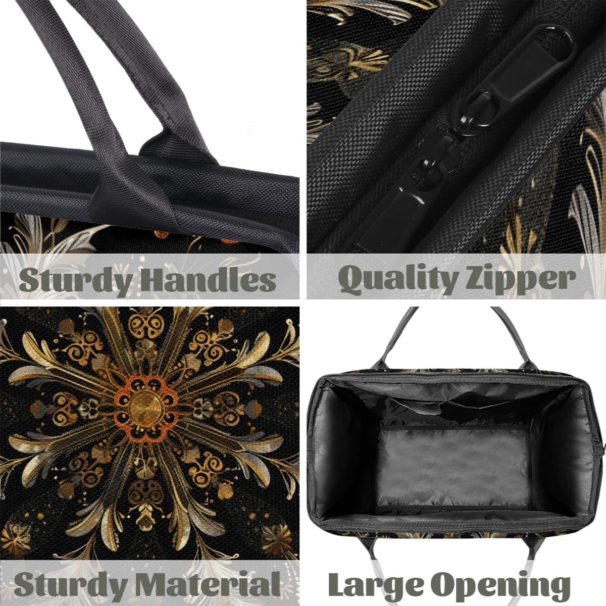 Gold Mandala Carpet Small Overnight Weekender Tote Bag for Women Men Foldable Travel Duffel Bags Lightweight Sports Gym Bag Waterproof Carry On Luggage Weekender Bag for Traveling Gifts