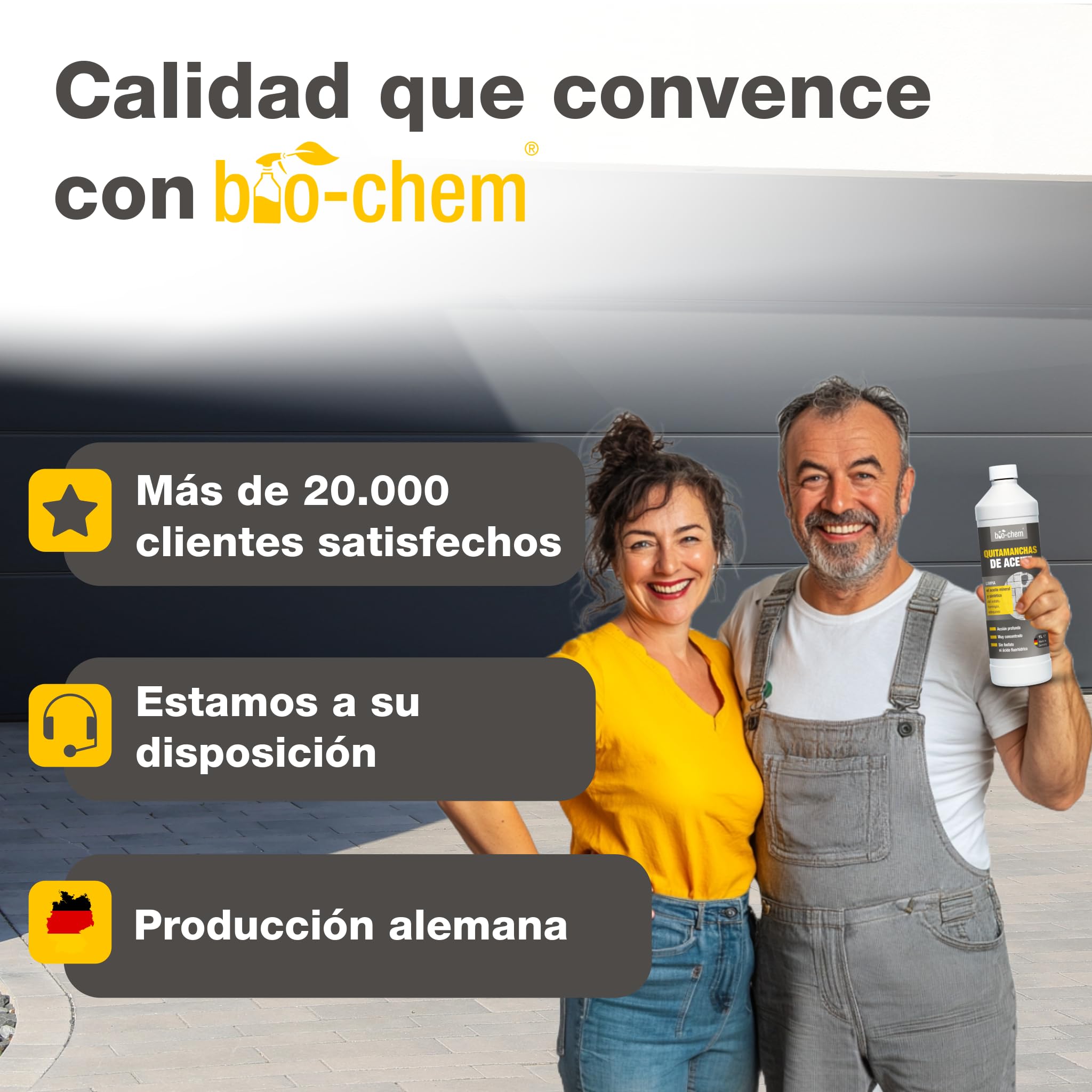 bio-chem Eliminador de Manchas de Aceite 3L, para piedra y hormigón | Quitamanchas Concentrado Biodegradable - Limpieza para adoquines, Asfalto - Limpiador Coche Garaje terrazo