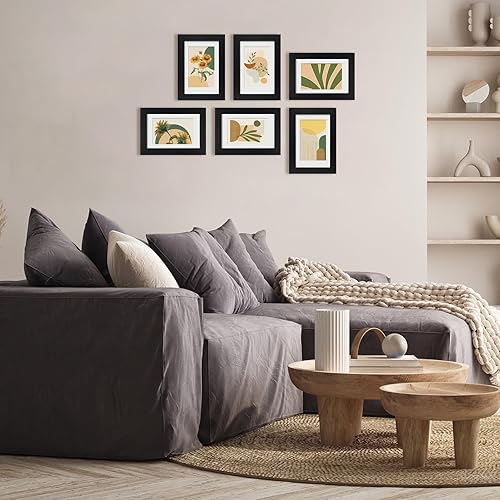 Miniatura 4 de Egofine Juego de 6 marcos de fotos de 4 x 6 pulgadas, hechos de madera maciza cubiertos por plexiglás para exhibición de mesa y montaje en pared,