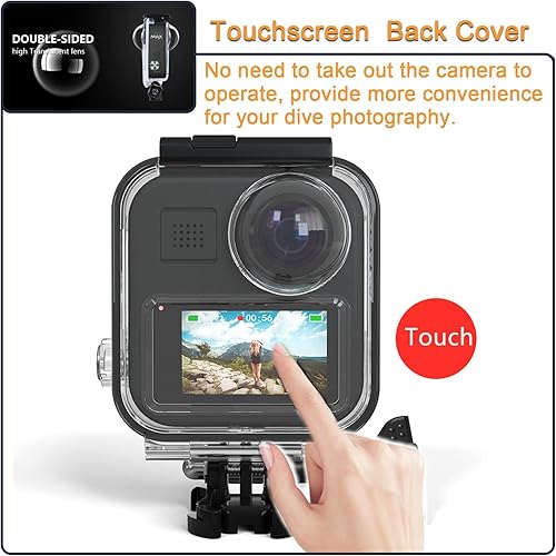 Miniatura 4 de Carcasa impermeable para GoPro MAX 360 con pantalla táctil, carcasa protectora de buceo subacuático con soporte para GoPro MAX360 Kit de accesorios