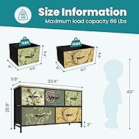 Vista 33 de OLIXIS Cómoda de 5 cajones para dormitorio, torre de almacenamiento de tela para sala de estar, entrada, marco de acero resistente, parte superior