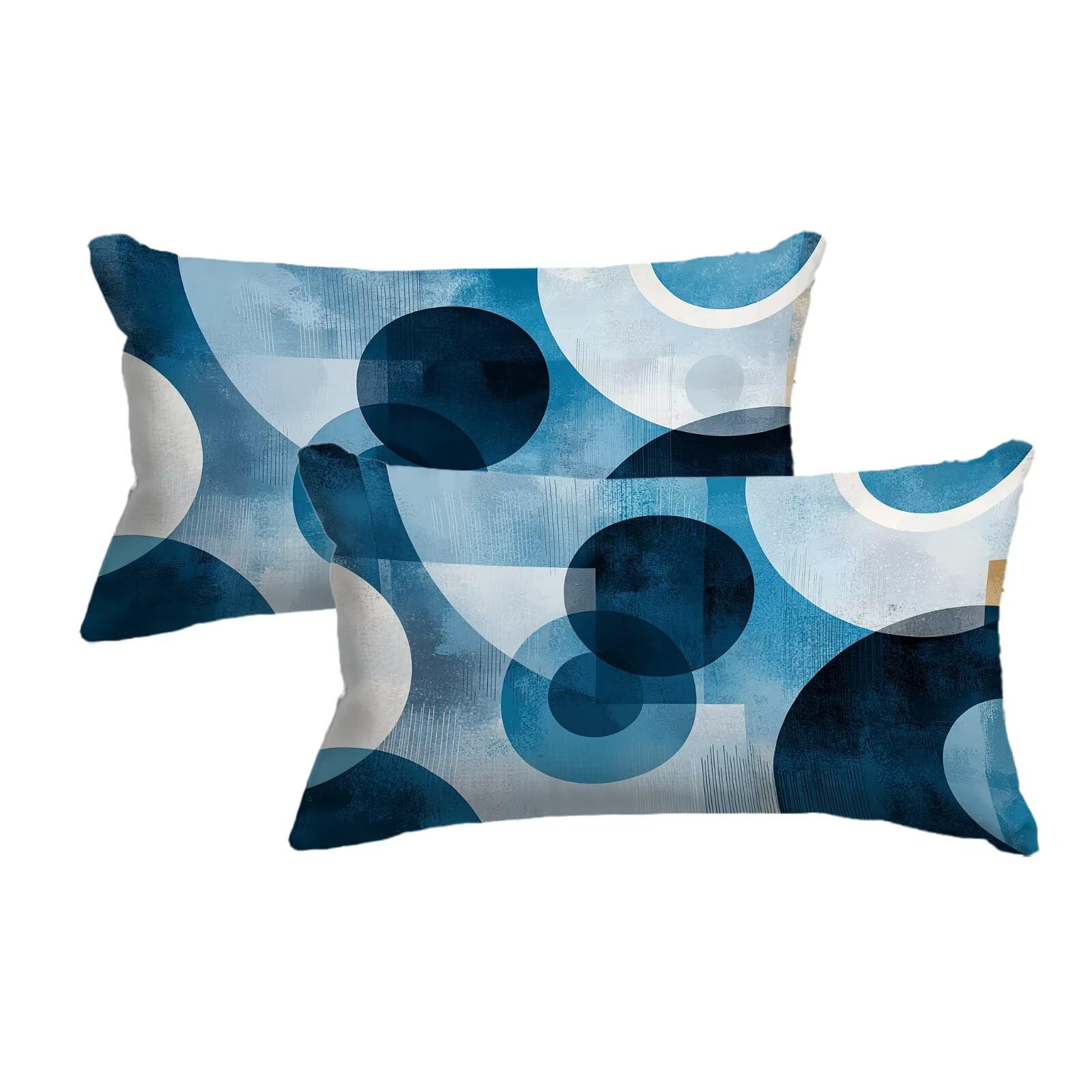 Housse coussin extérieur bleu anti pluie 50x80 lot de 2 taies lavables pour mobilier de terrasse