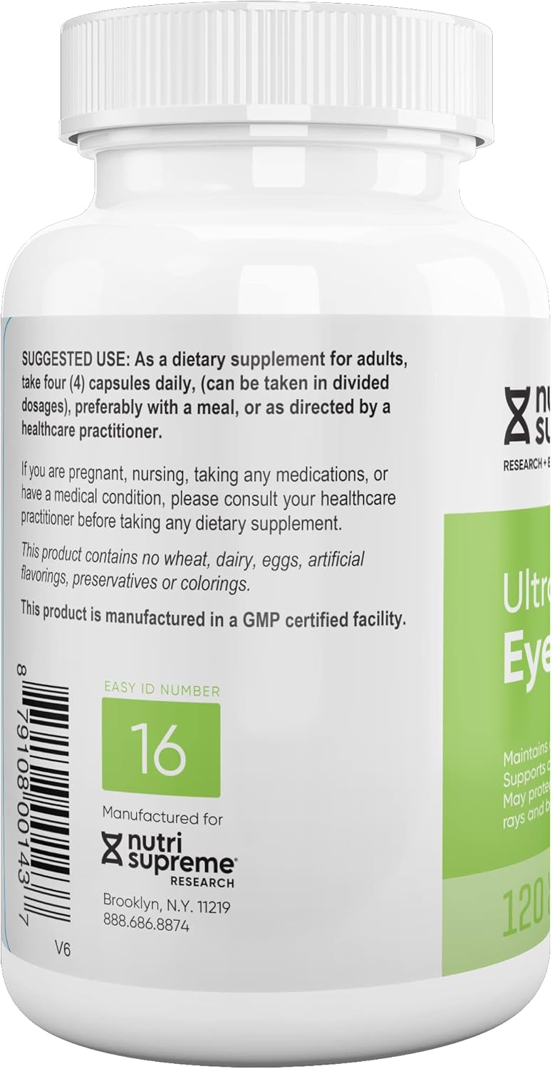 Nutri Supreme Research Ultra Eye Care with Lutein for Eye Health and Wellness, 120 Vegetarian Capsules, Kosher