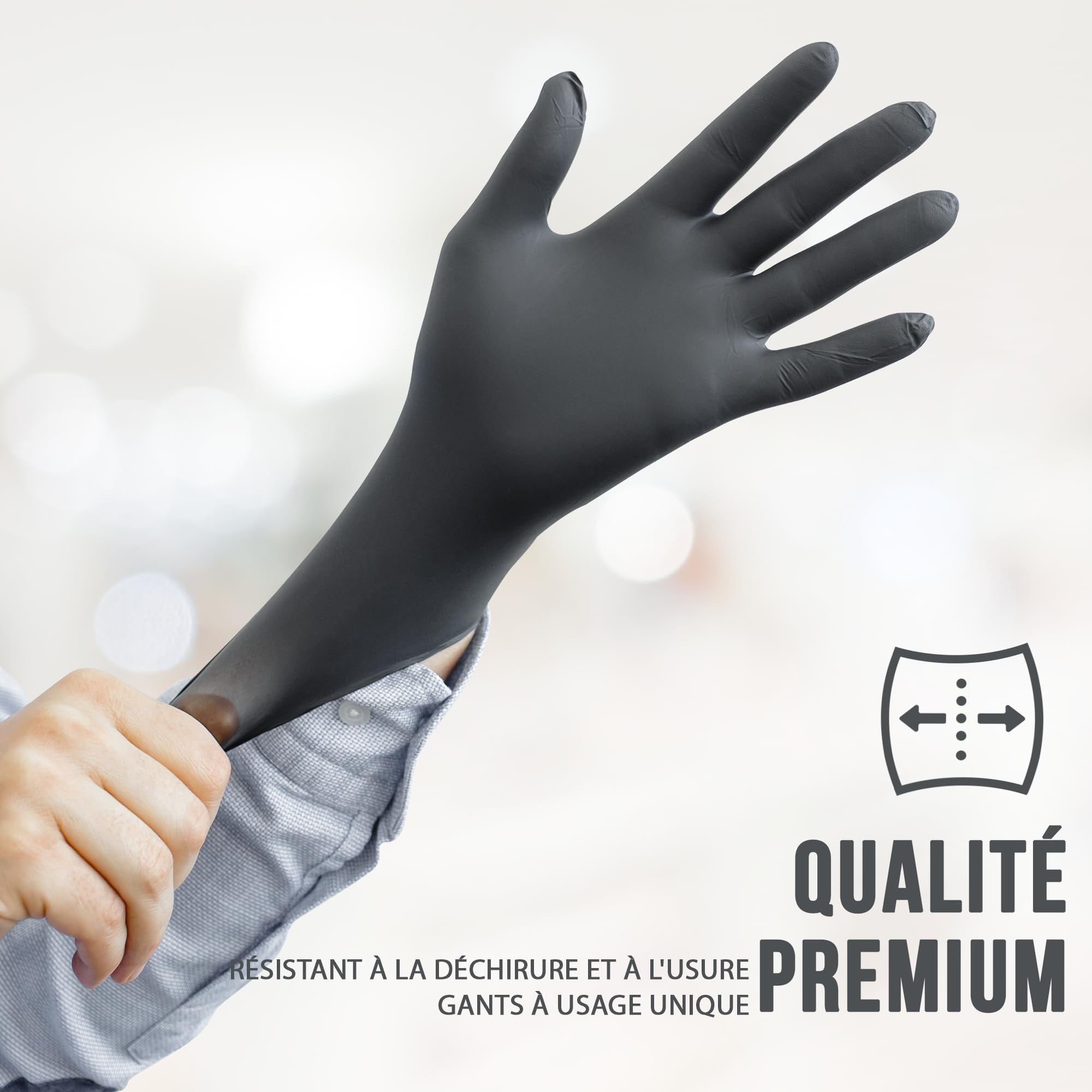 IEA Medical Guantes de nitrilo negros, 1000 unidades (caja de cartón de 10 x 100 unidades), guantes desechables L, guantes de nitrilo, guantes desechables sin polvo, guantes de goma sin látex